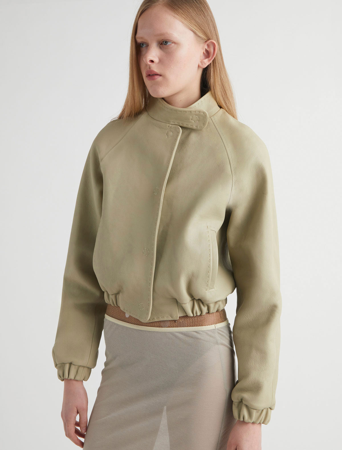 Raim leather jacket ranglan sleeves