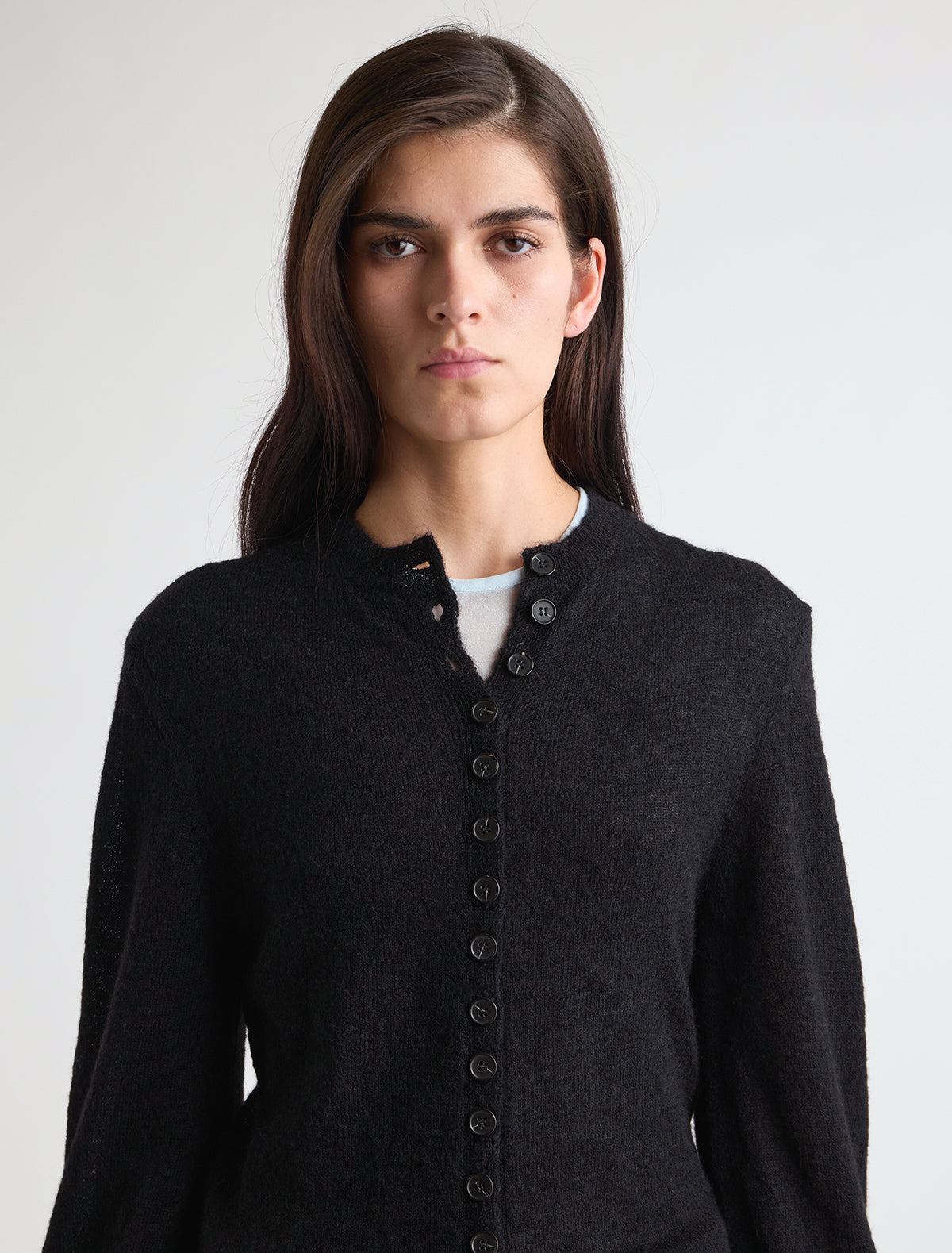 Cink cardigan tall cuffs multiple buttons front opening black