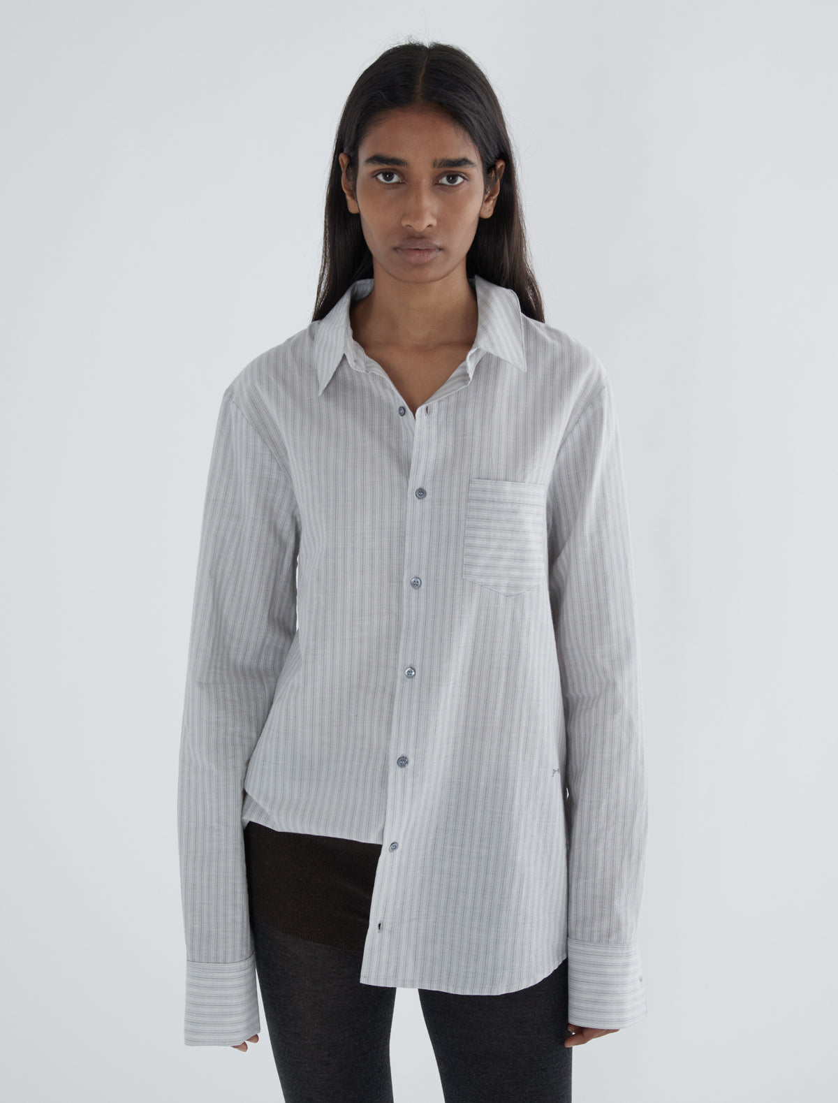 Boa men striped cotton shirt grey