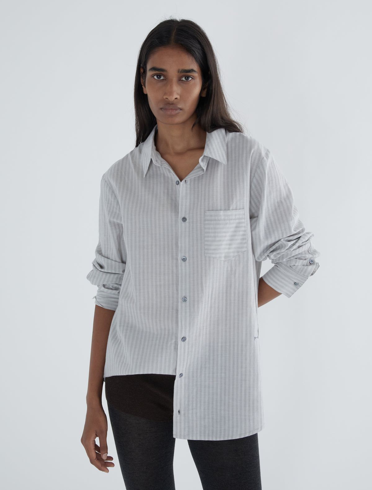Boa men striped cotton shirt grey