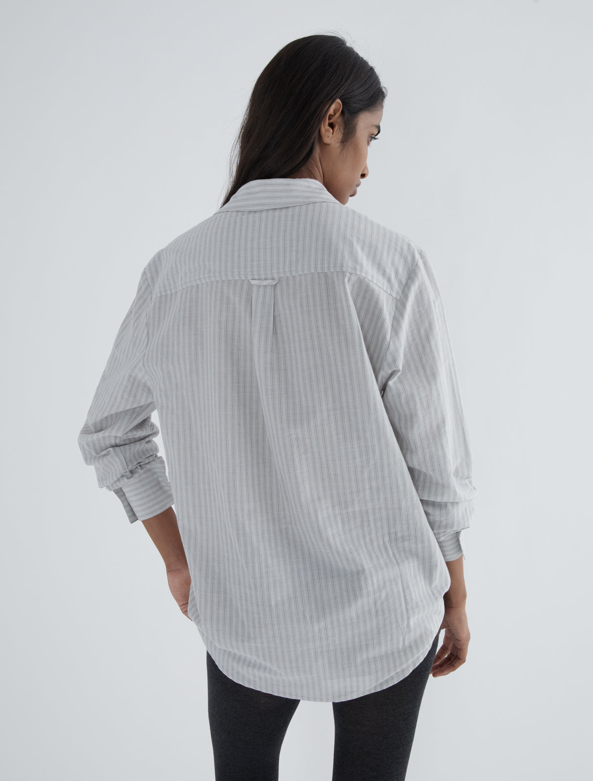 Boa men striped cotton shirt grey
