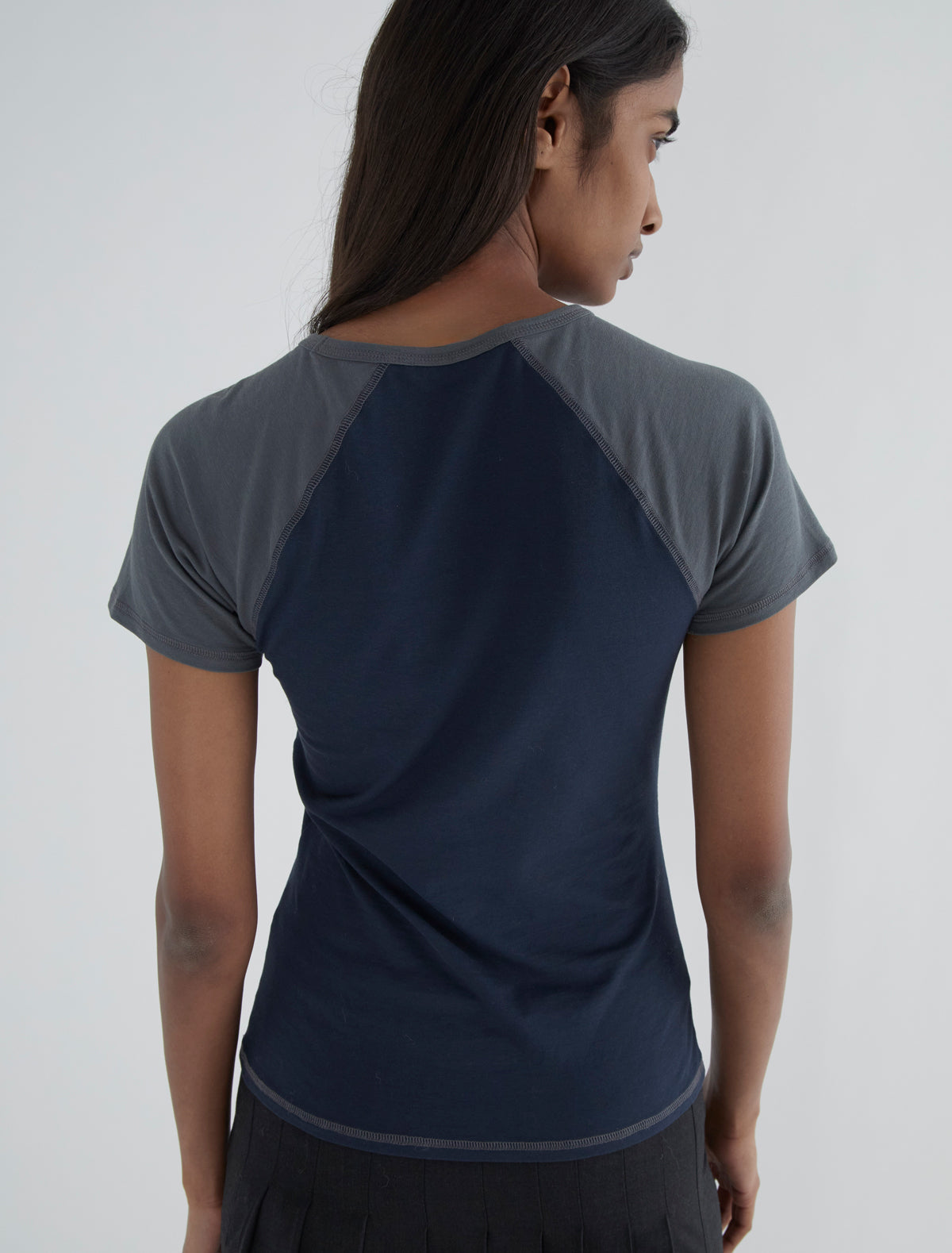 Cruiff two tone ranglan sleeve tshirt navy