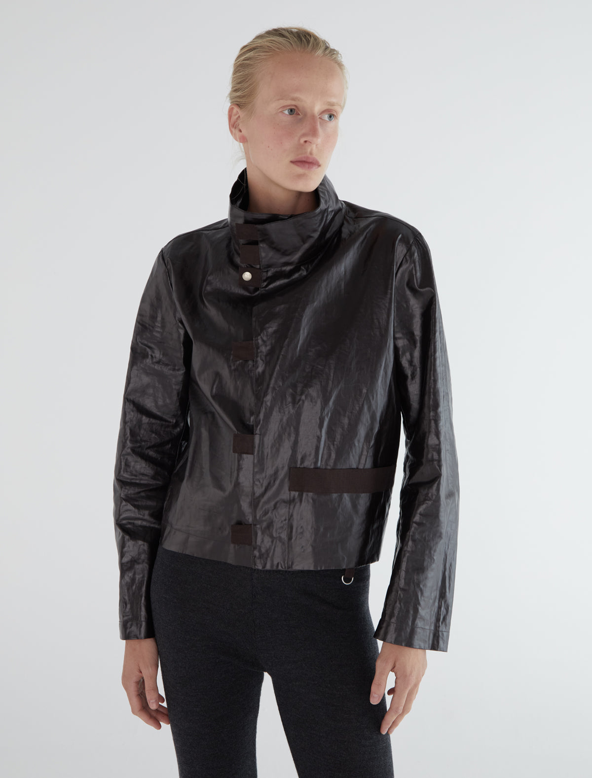 Clau loose square cut jacket reverse fabric pockets