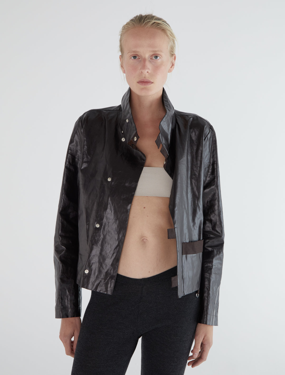 Clau loose square cut jacket reverse fabric pockets