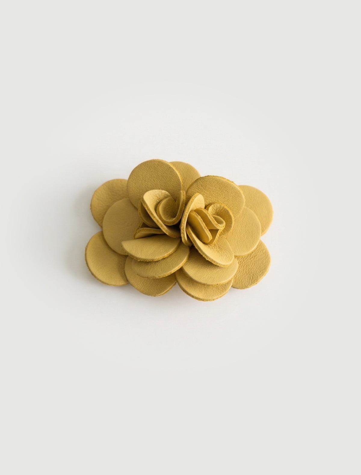 Dalia pin leather flower accessory snap button closure yellow