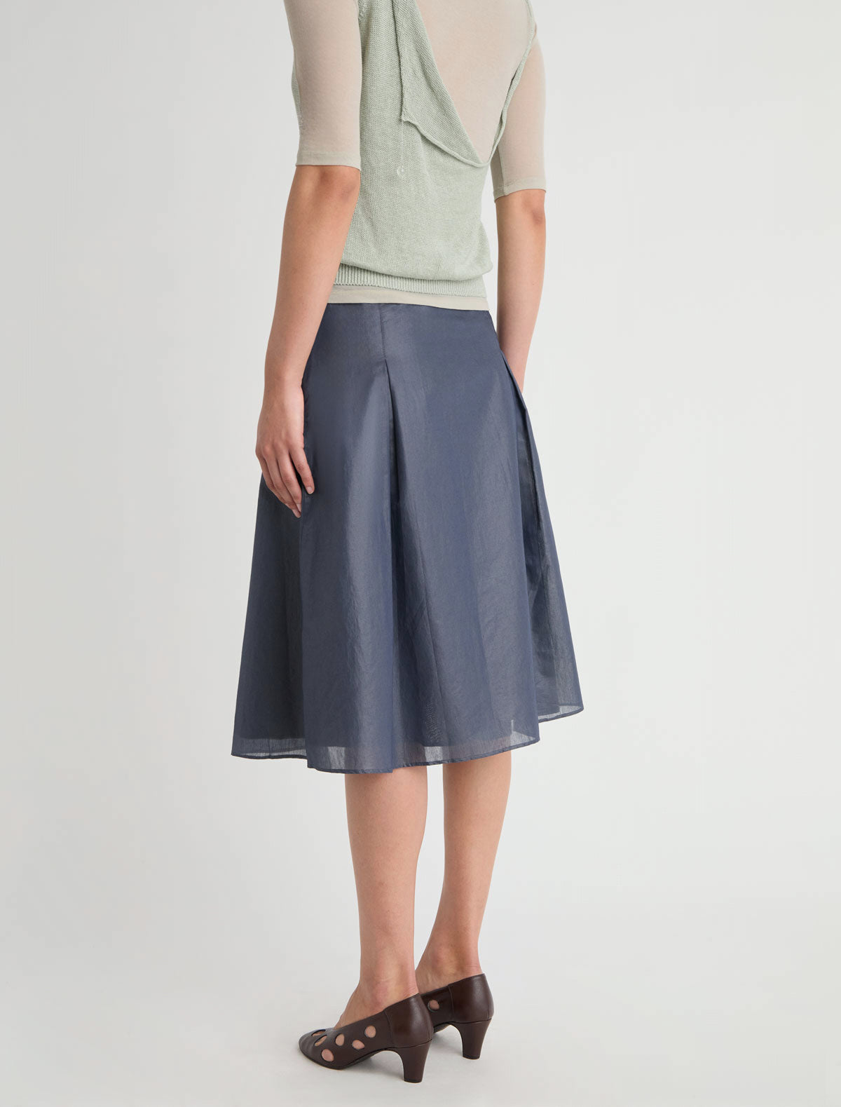Dimi midi skirt flared silhouette front pocket detailing navy