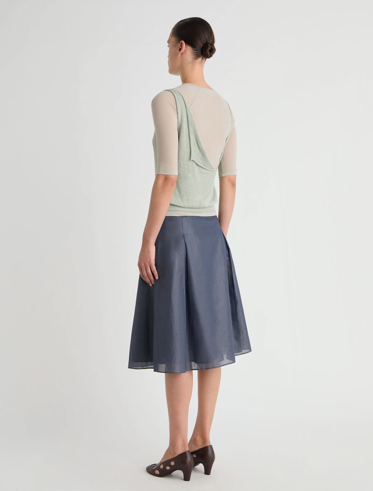 Dimi midi skirt flared silhouette front pocket detailing navy