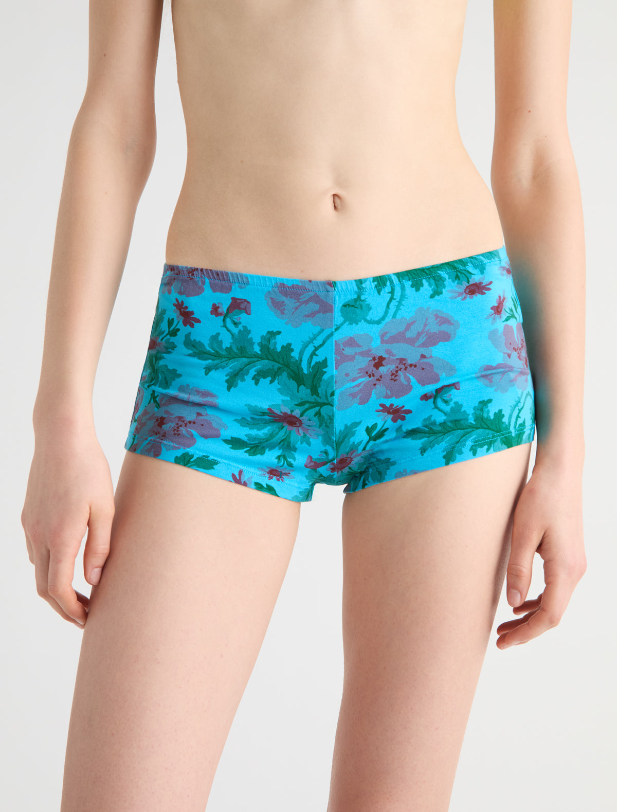 DIO-Blue floral stretchy cotton mini shorts – paloma wool