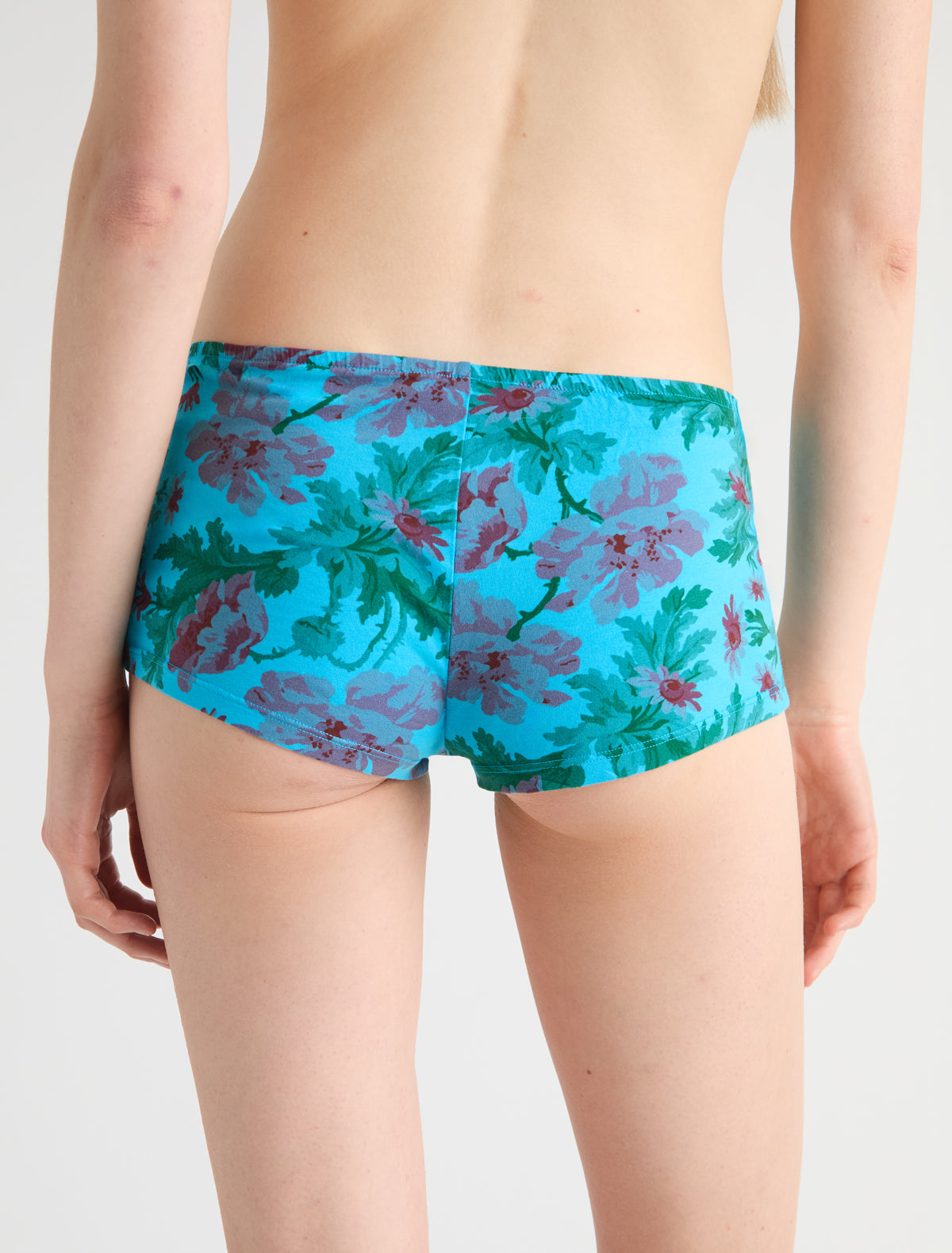 DIO-Blue floral stretchy cotton mini shorts – paloma wool