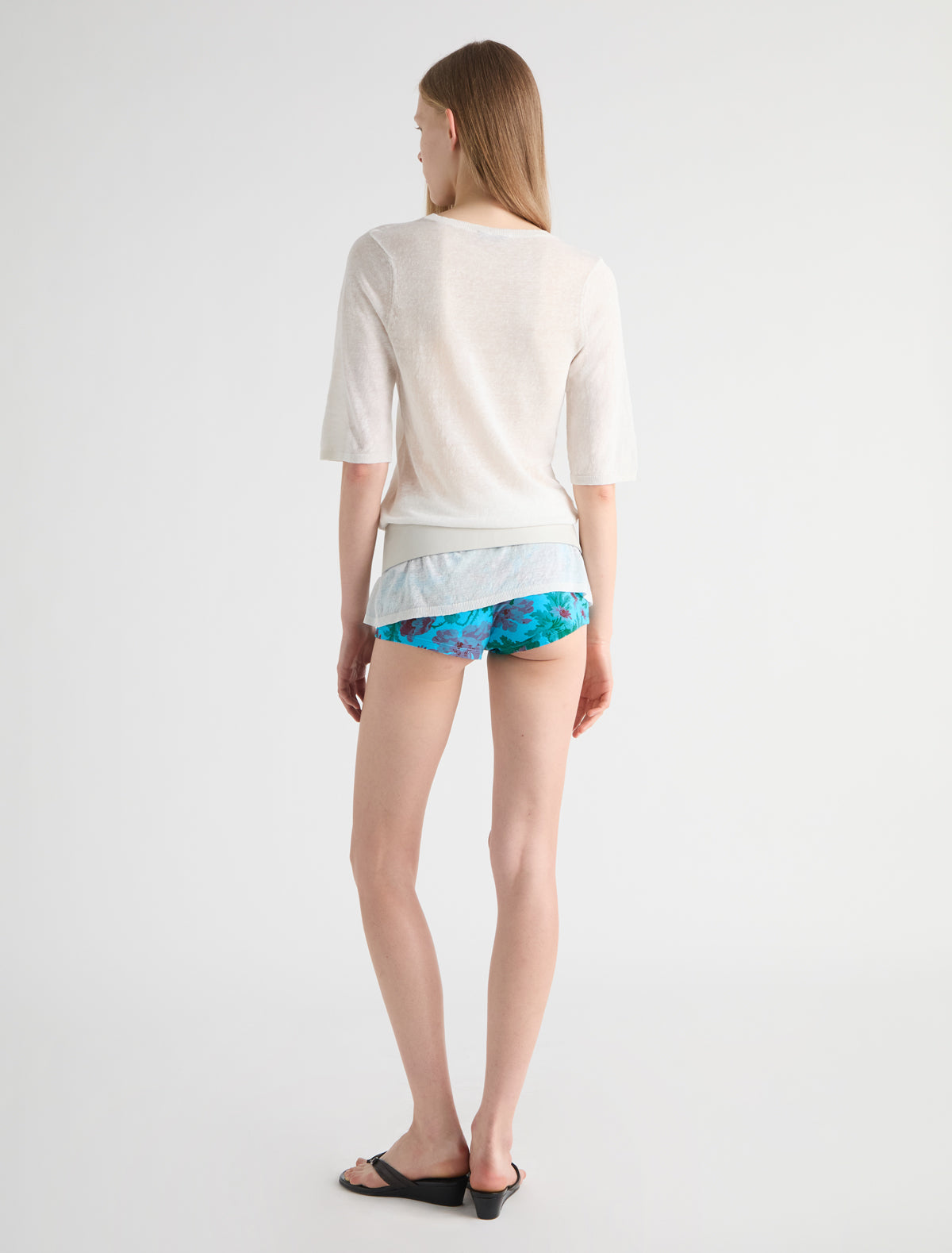 DIO-Blue floral stretchy cotton mini shorts – paloma wool