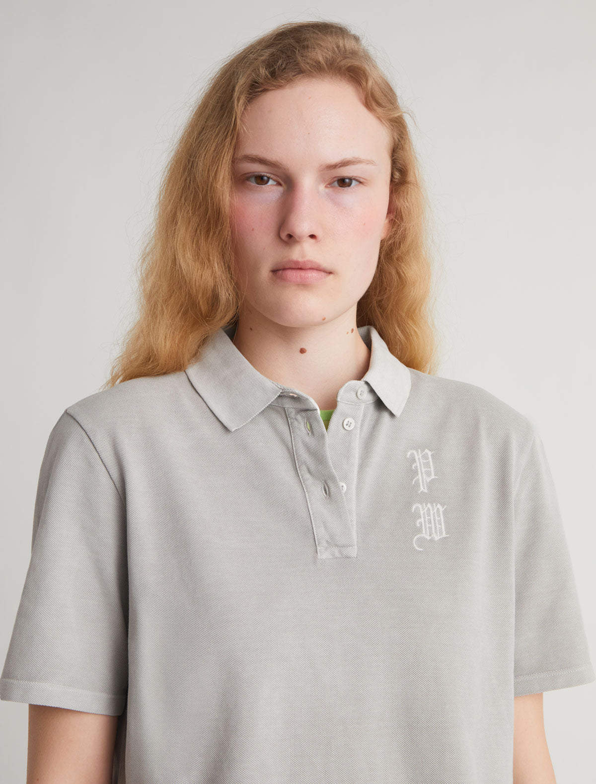 Pw polo short sleeve pique polo shirt brand embroidery grey