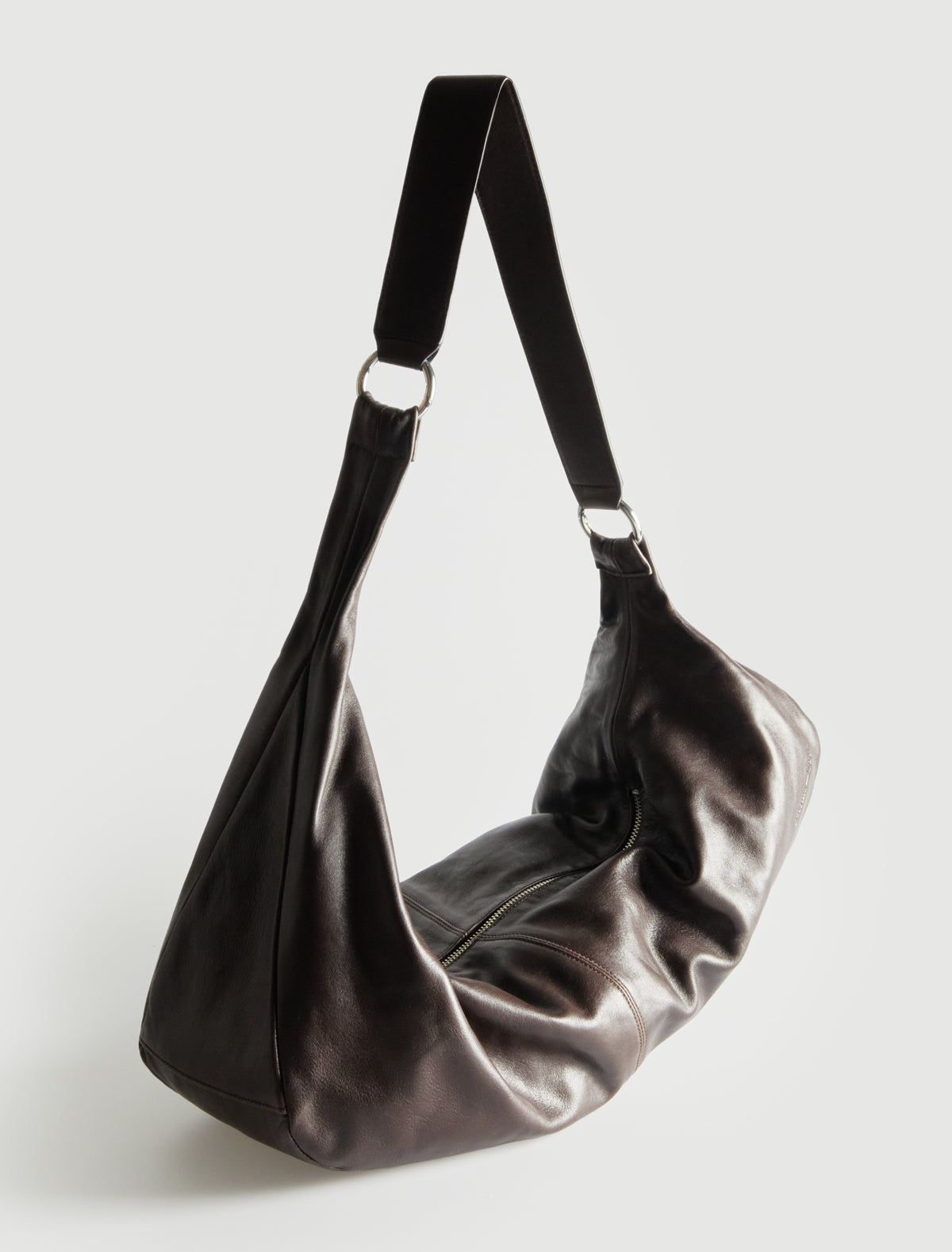 Dry elongated wrap around hobo style shoulder bag newbrown