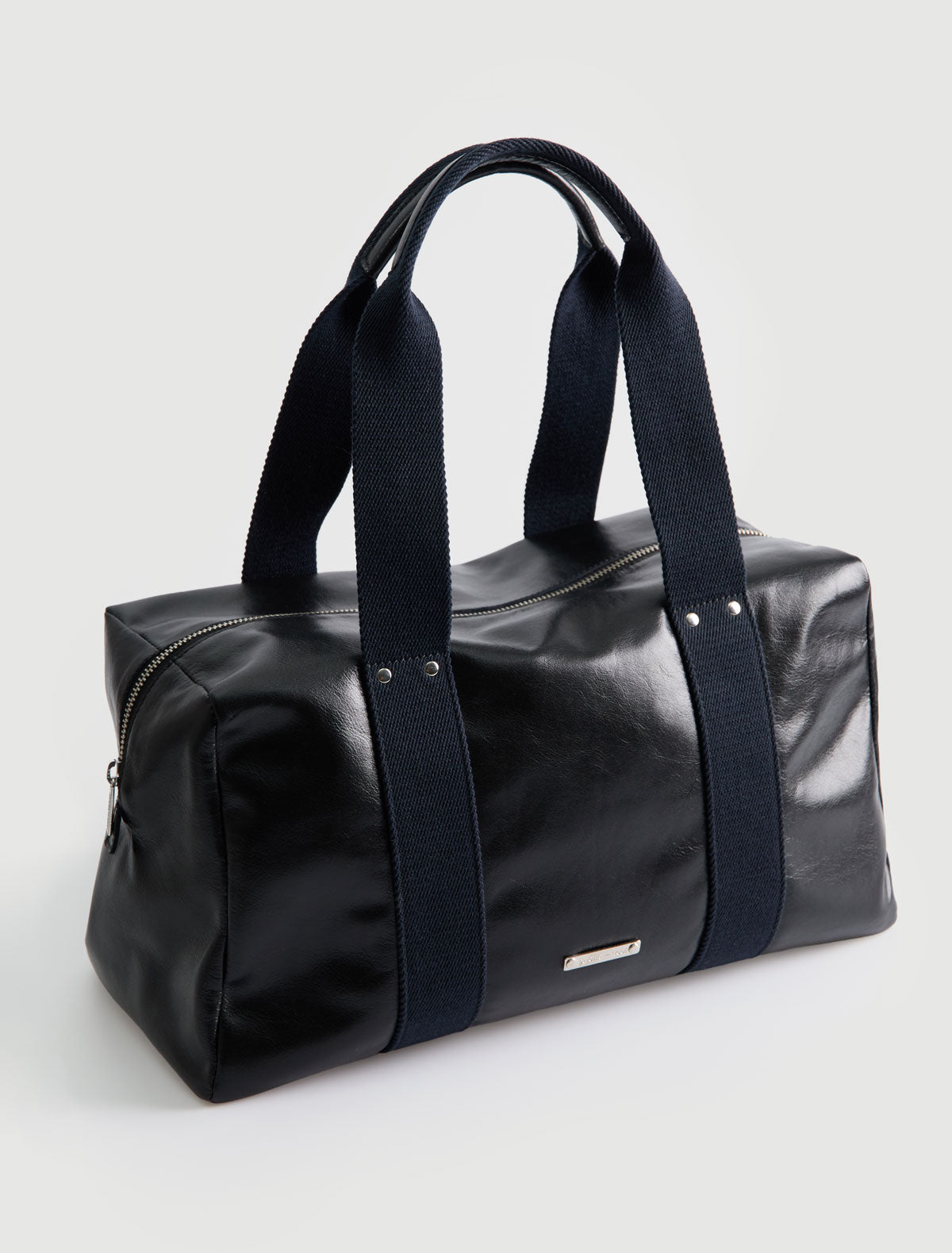 Eira bag big leather shoulder bag contrasting woven handles black