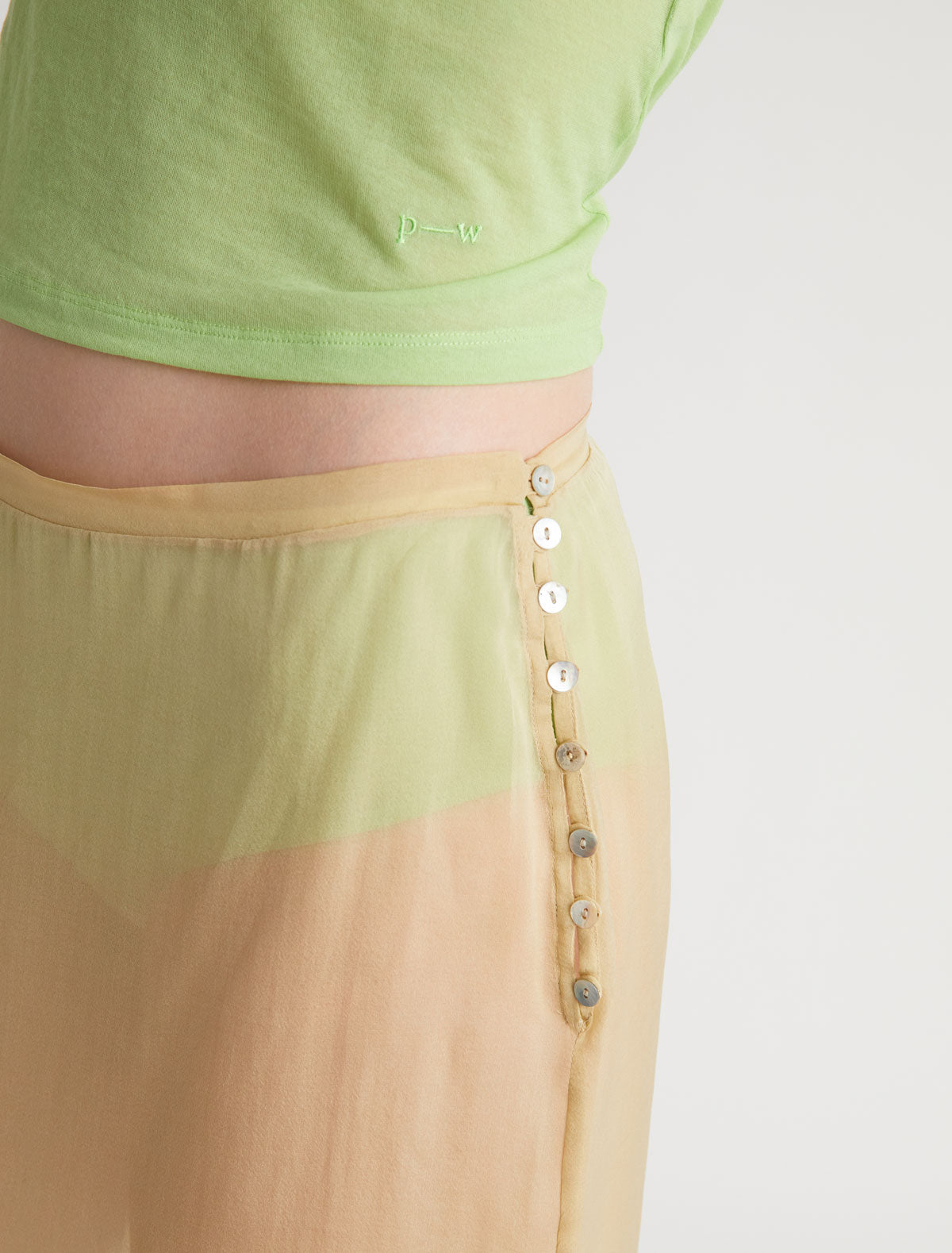 Enos straight silk skirt ruffle detail