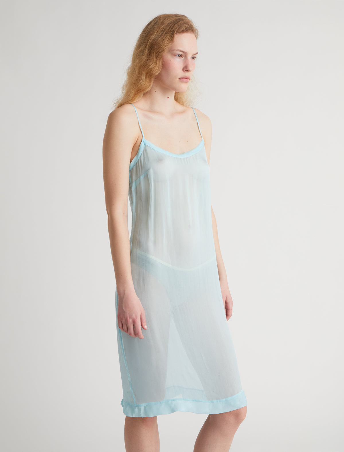 Enos midi silk slip dress ruffle detail lightblue 2