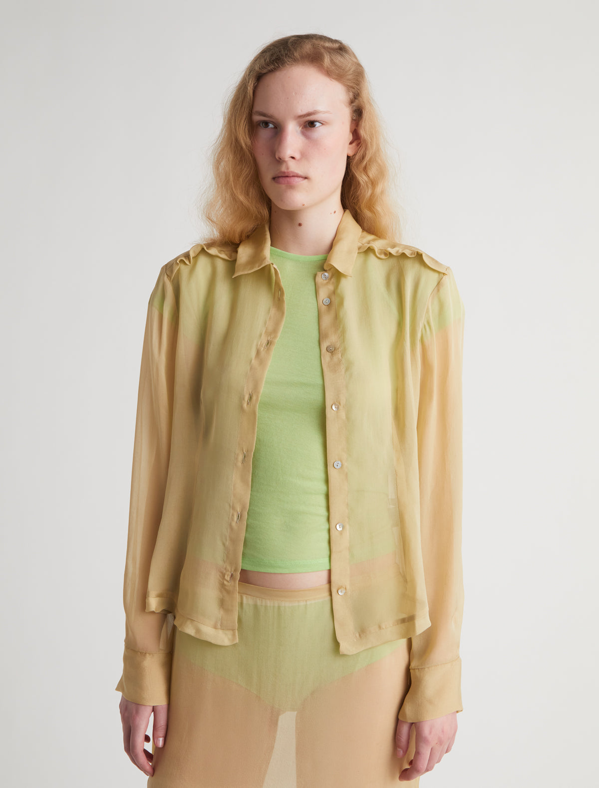 Eralda silk shirt mini ruffle detail