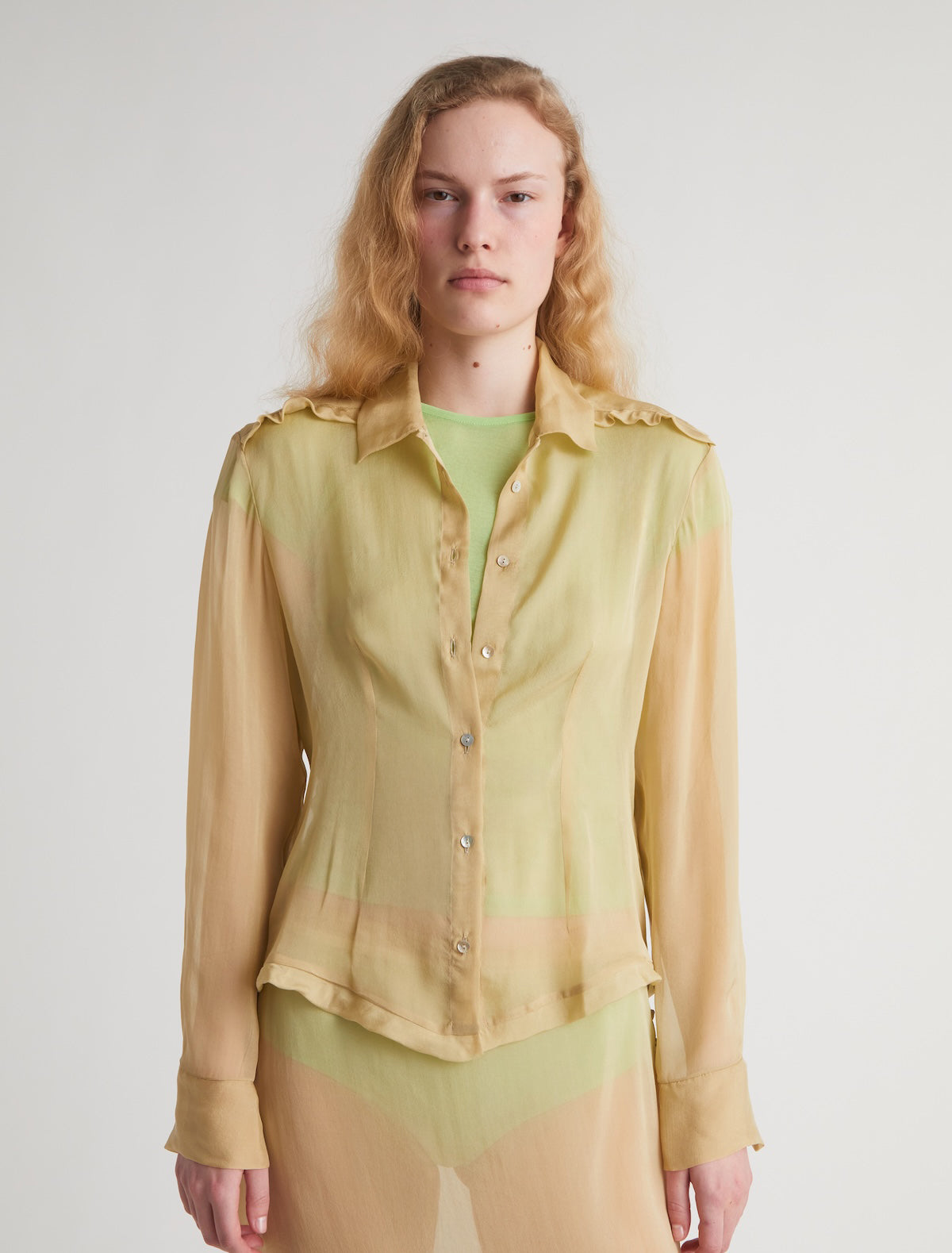 Eralda silk shirt mini ruffle detail