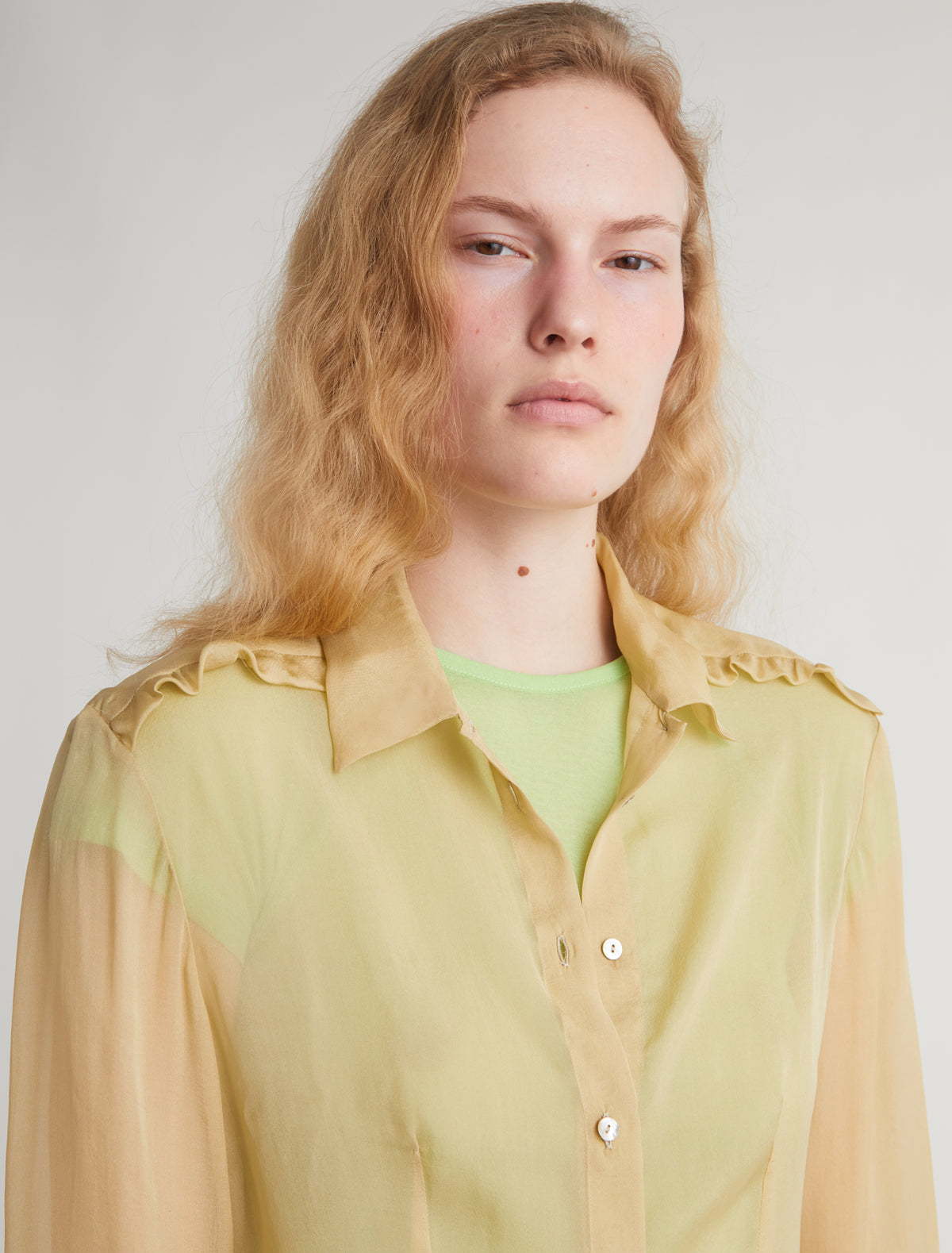 Eralda silk shirt mini ruffle detail