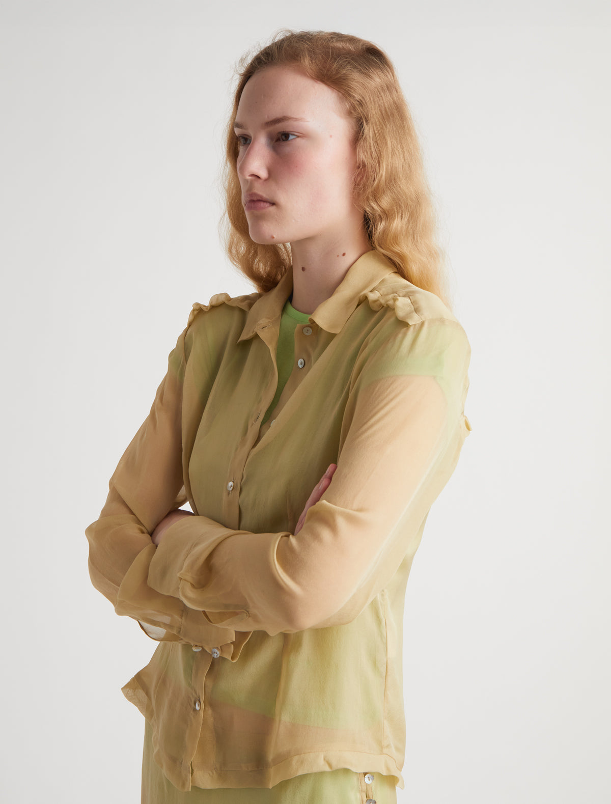 Eralda silk shirt mini ruffle detail