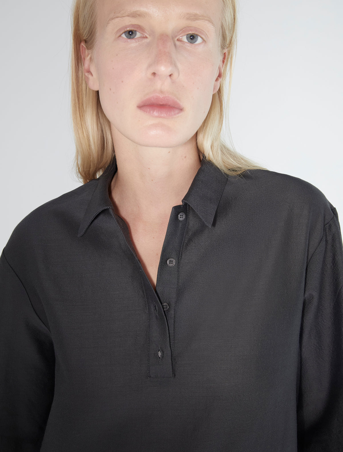 Espon wool tunic shirt collar black
