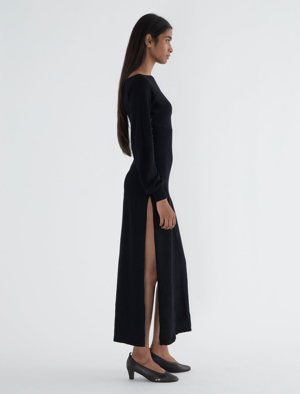 Fa dress cross shaped dress buttons sides black