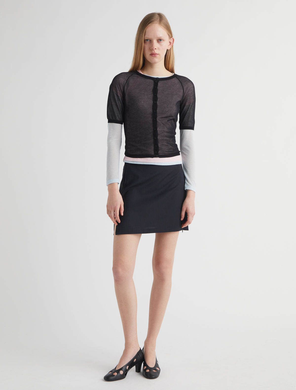 Lumieti prinstriped mini skirt side zipper