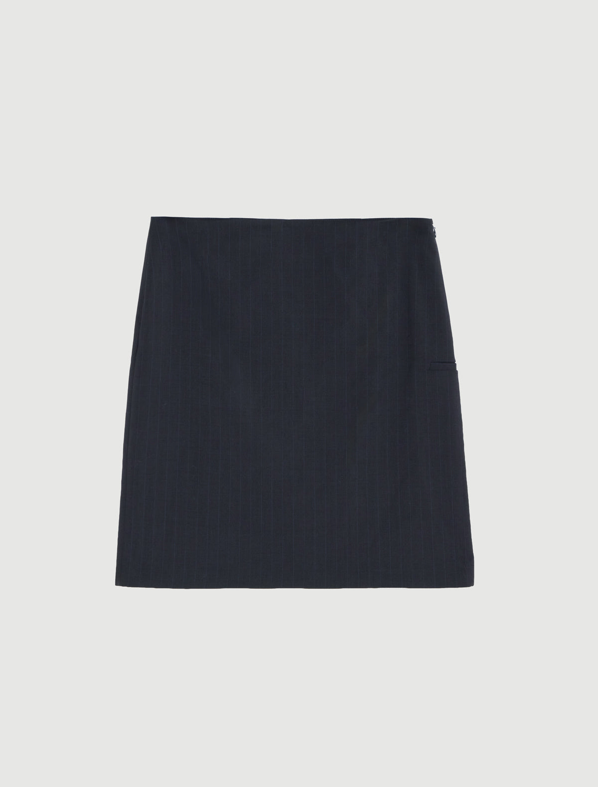 Short chef straight skirt welt pocket center back slit grey