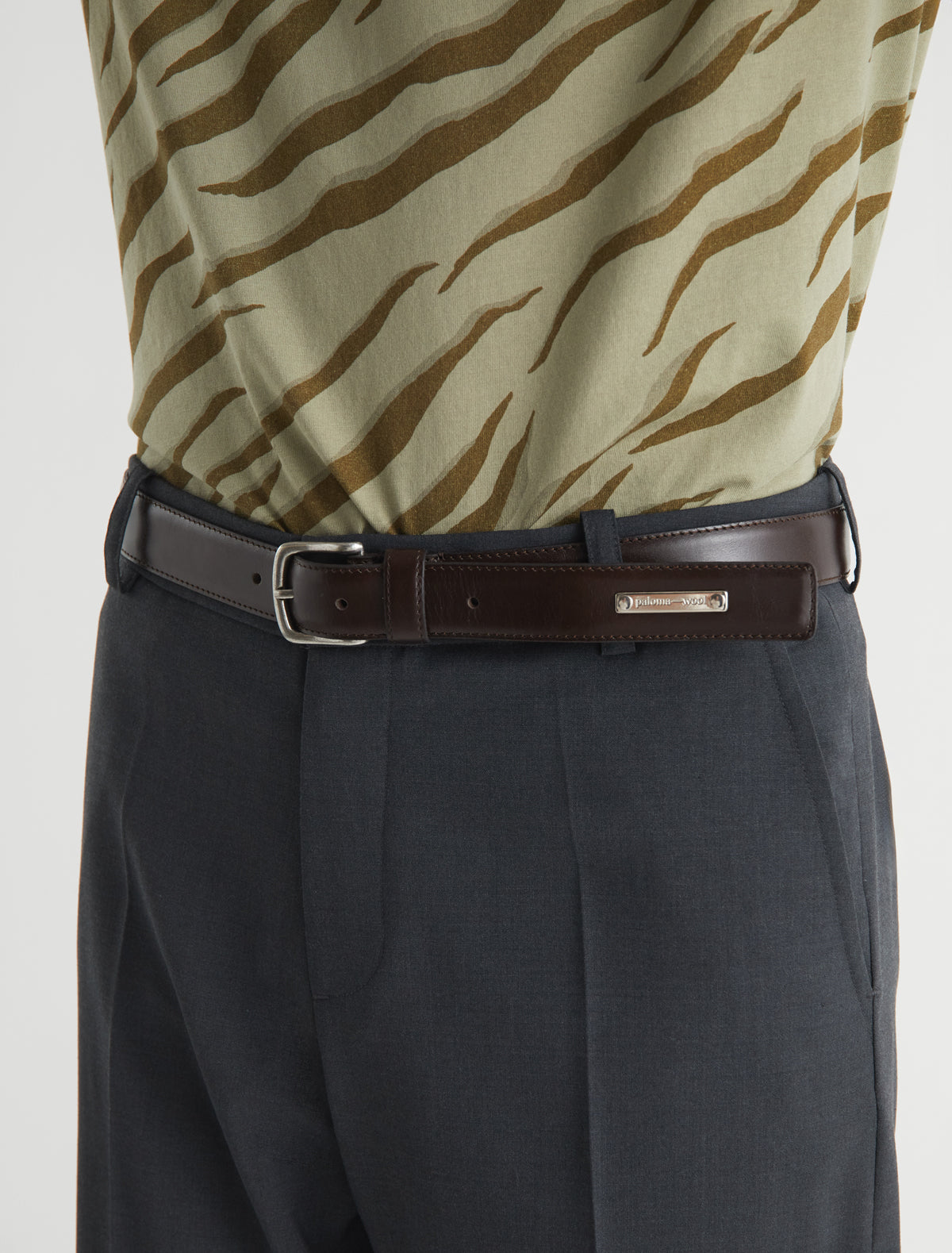 Fasir men belt personlizad plate brown