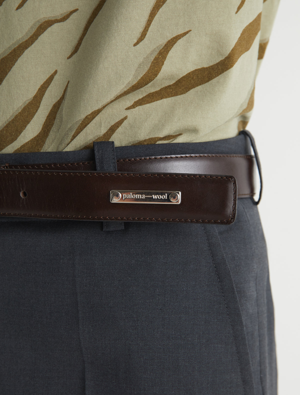 Fasir men belt personlizad plate brown