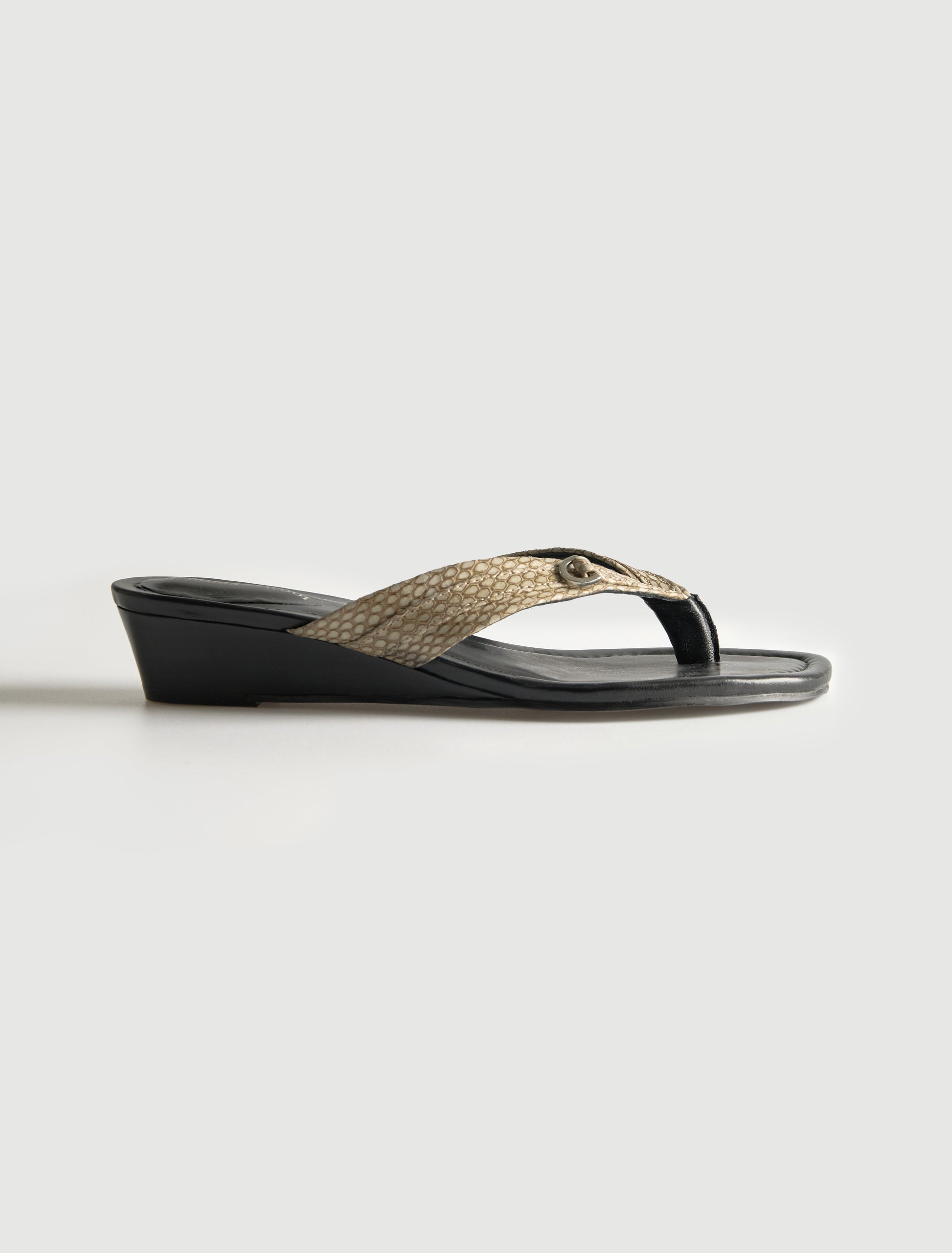 Felipa thong style sandal double strap nickel ring detail ecru