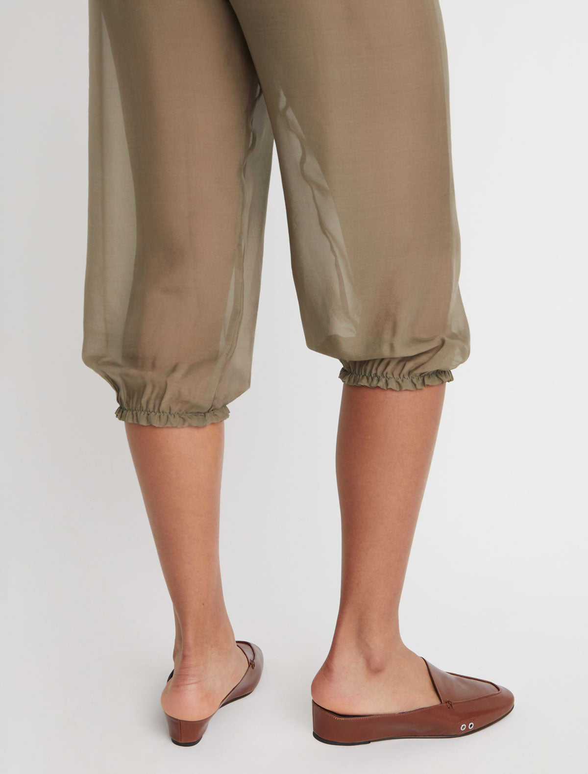 Fernanda loafer style mule round toe mini wedge brown