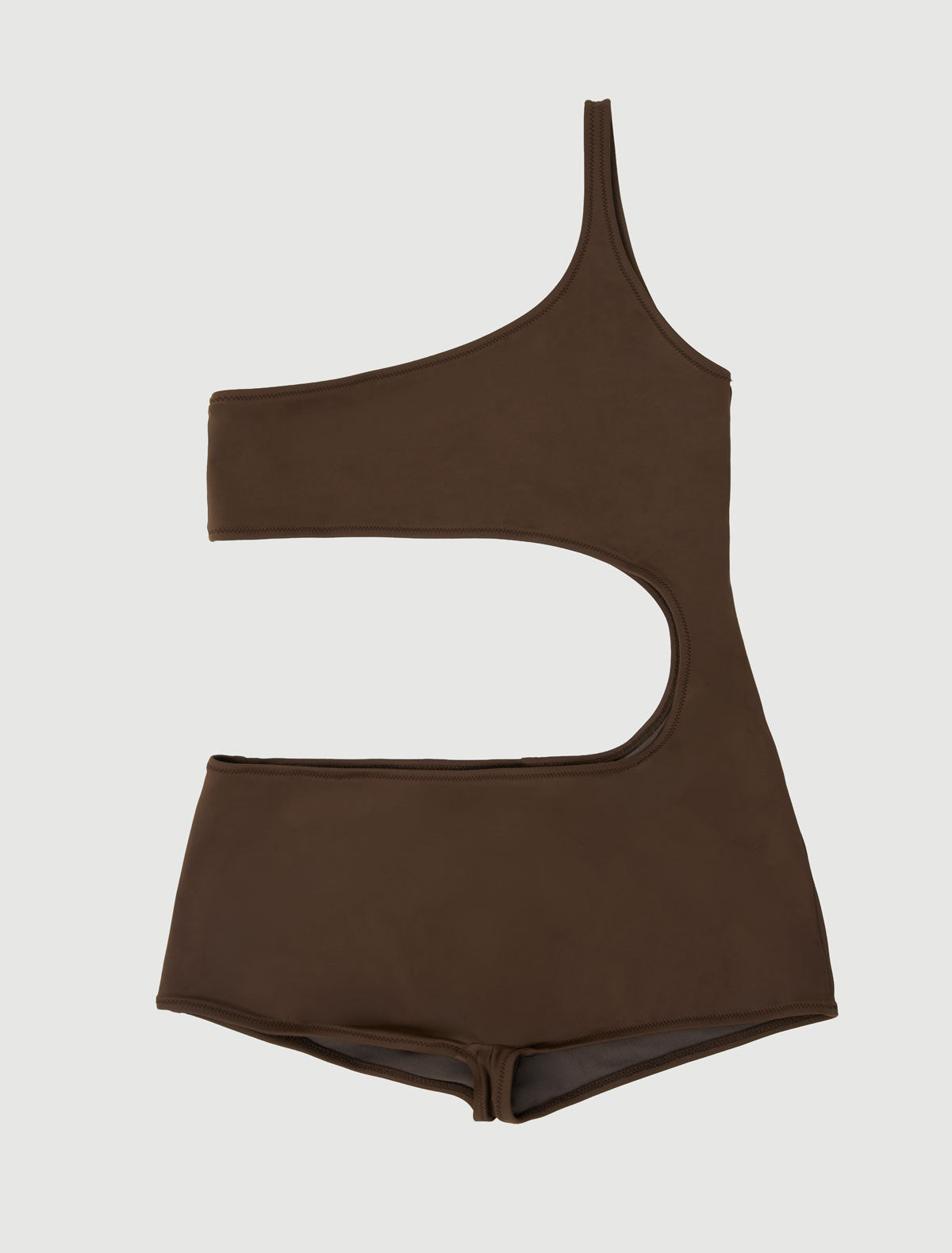 Flann asymmetric swimsuit cut out detail brown