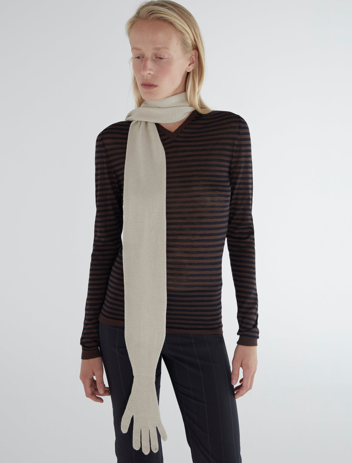 Flauta scarf gloves offwhite