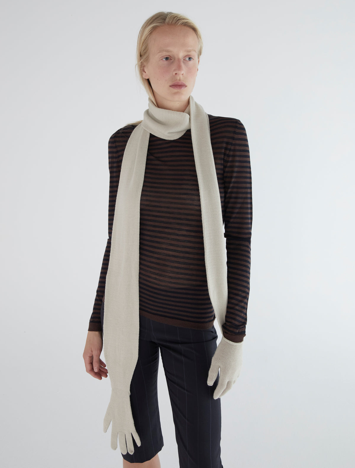 Flauta scarf gloves offwhite