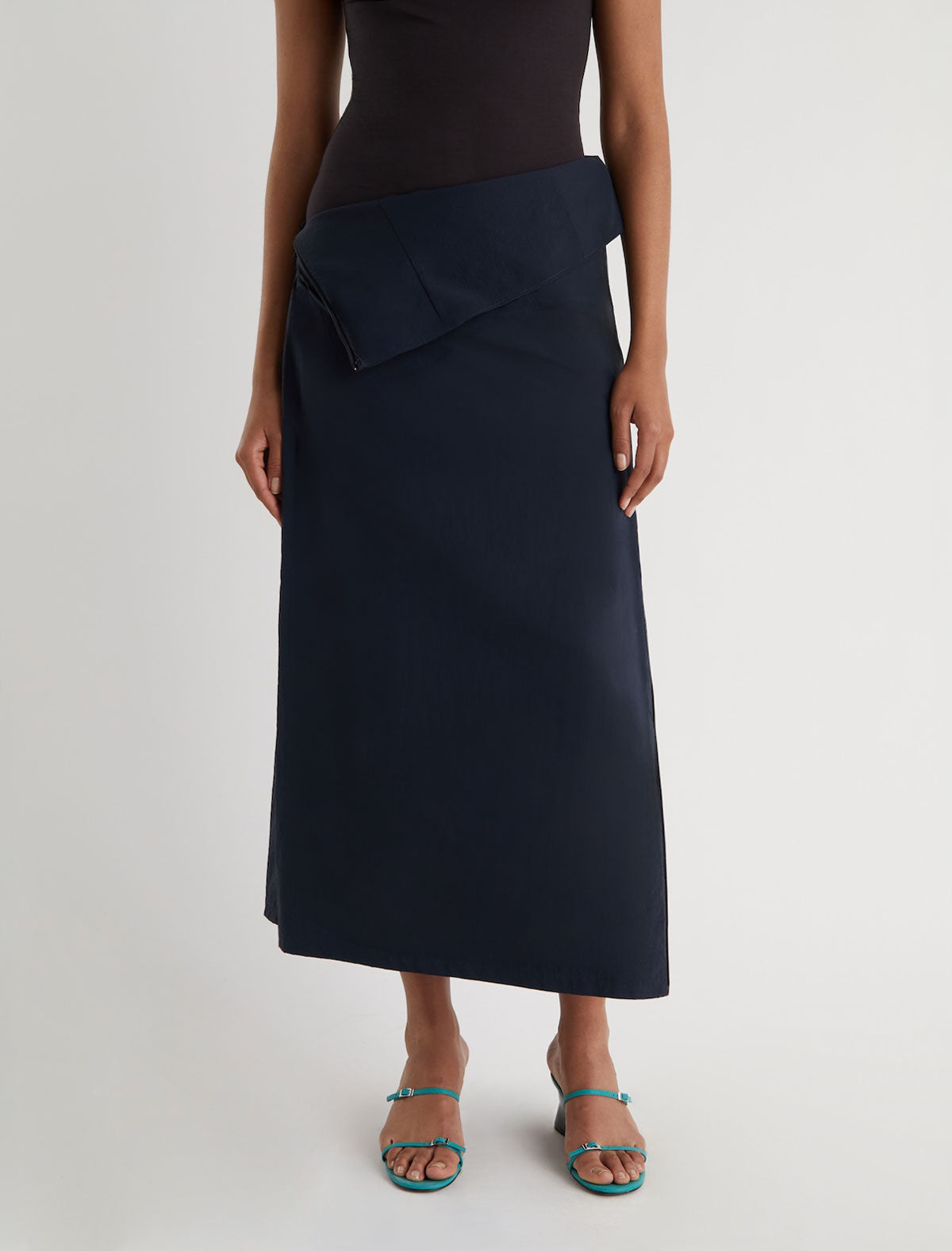 FOSCA-High-waisted long skirt made from lightweight nylon fabric