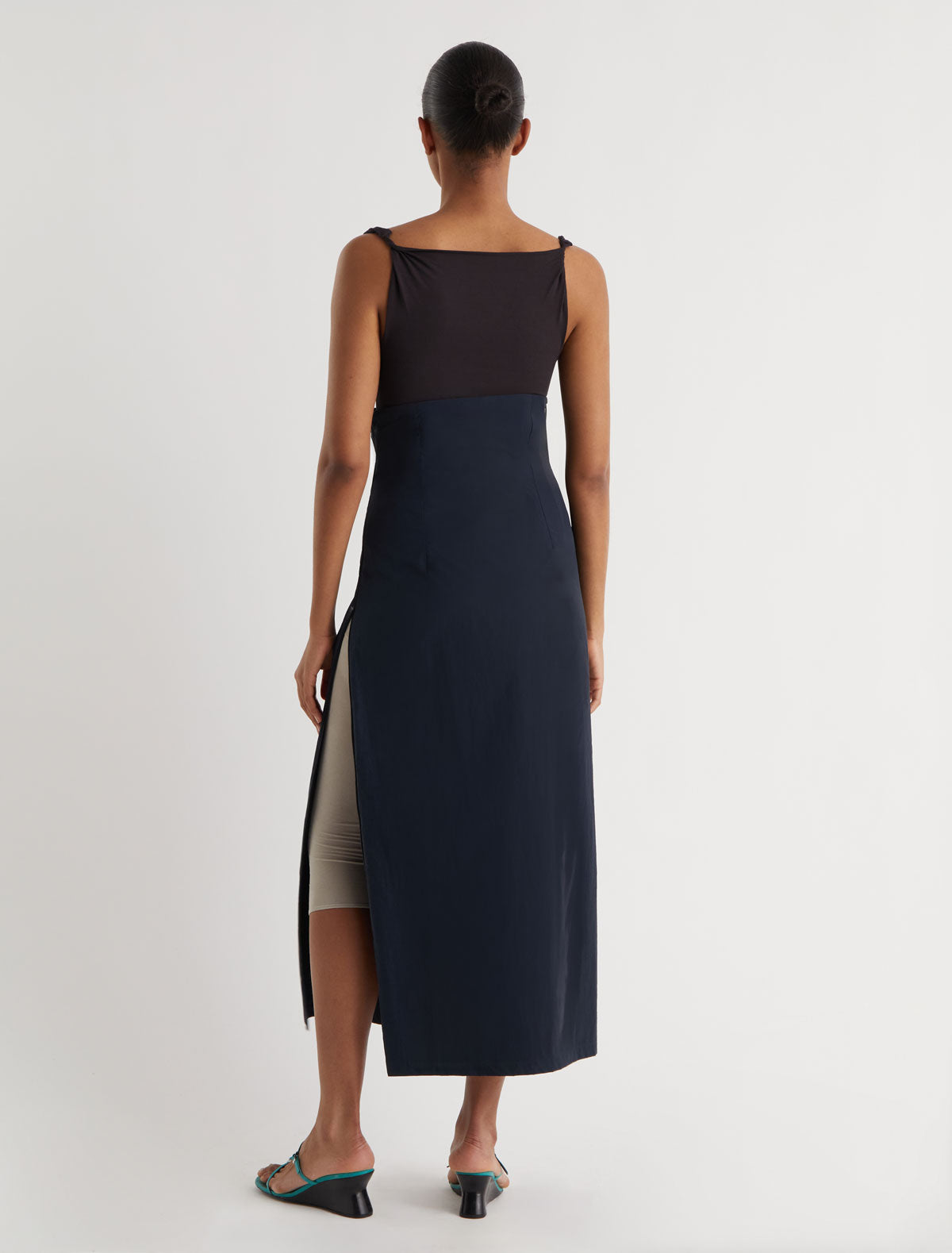 FOSCA-High-waisted long skirt made from lightweight nylon fabric