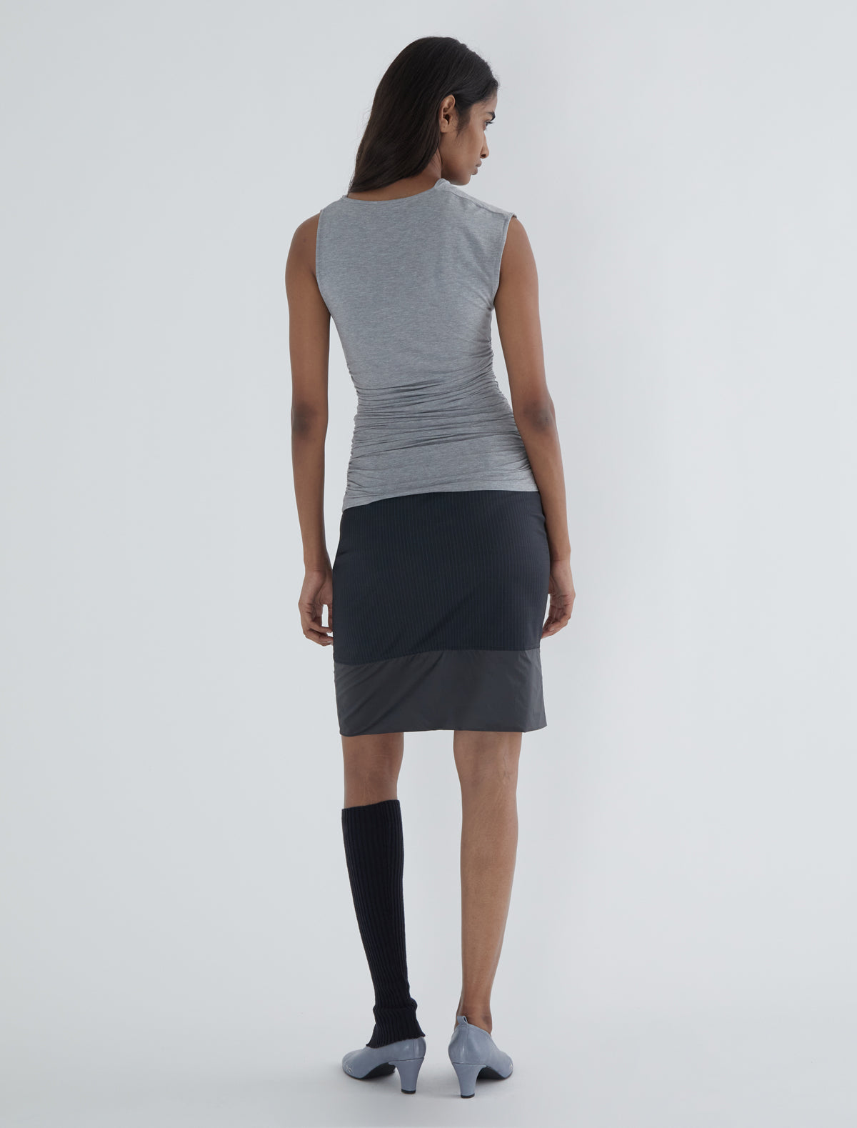 Ongi knee length skirt suit fabric nylon hem