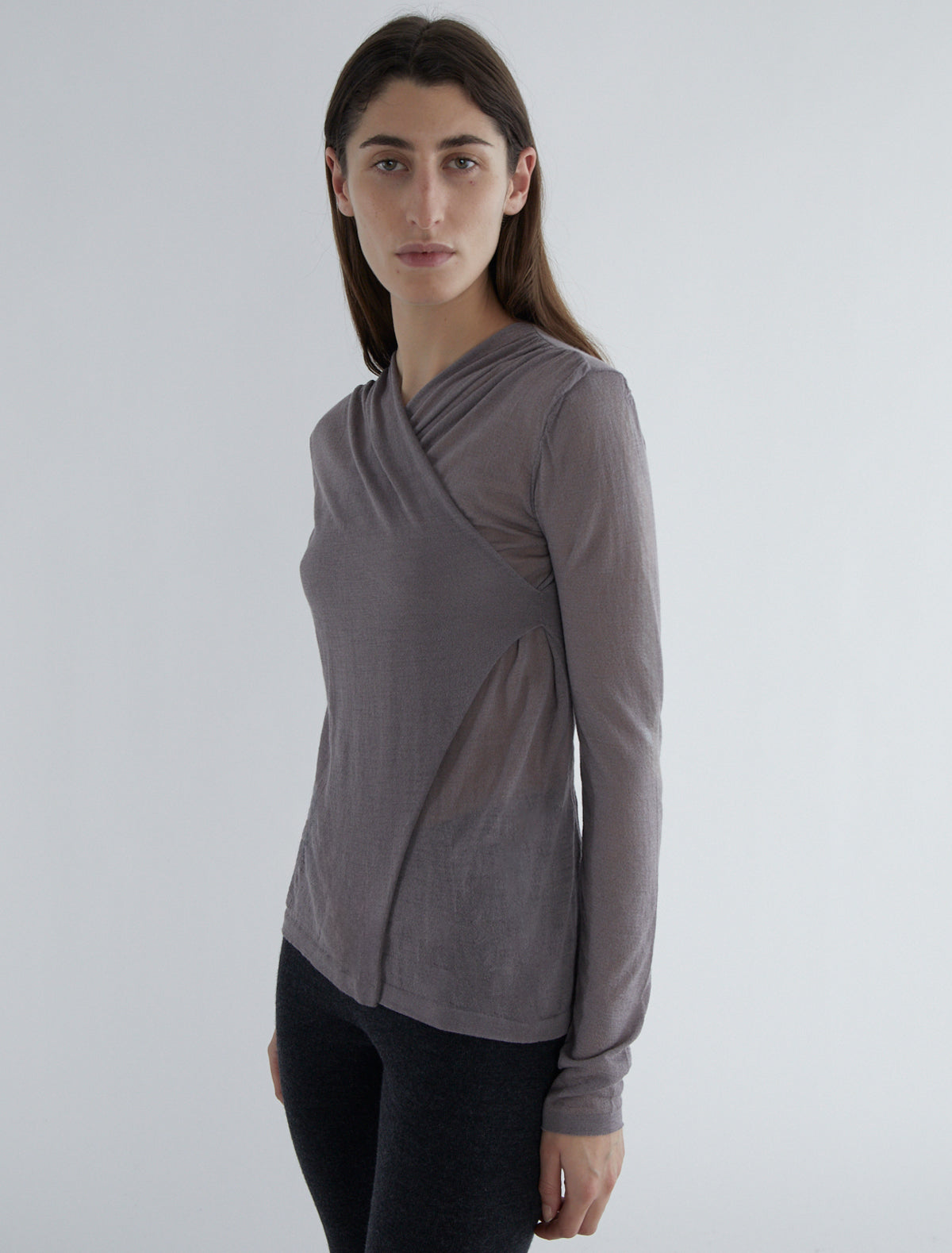 Coeba crossover top gathered shoulders lightgrey
