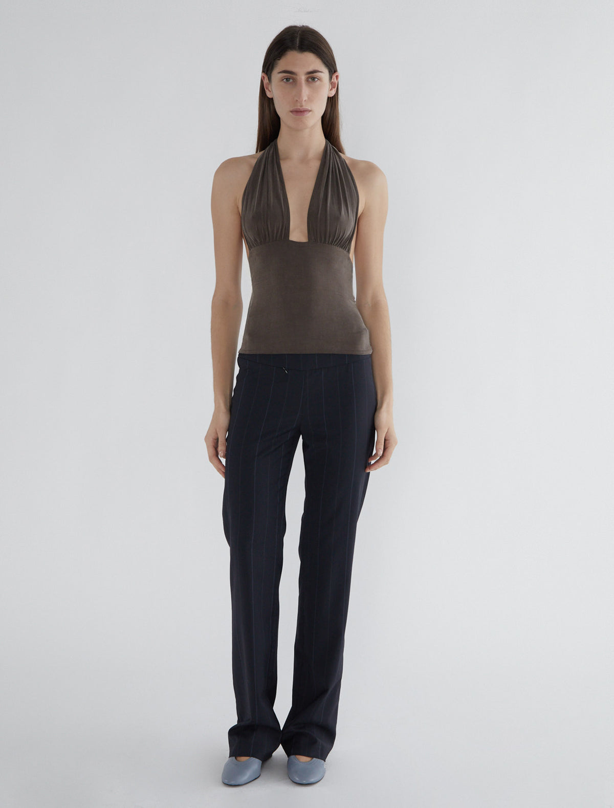 Mopit halter cupro top brown