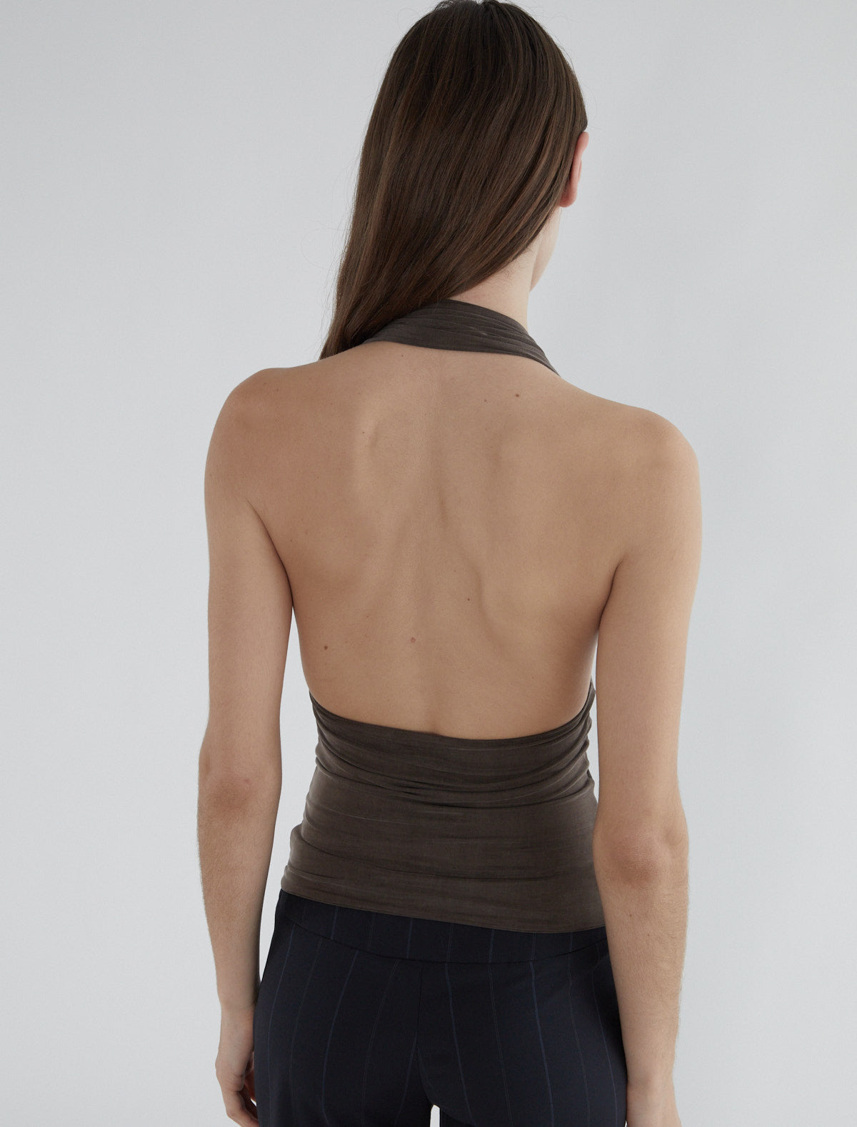 Mopit halter cupro top brown