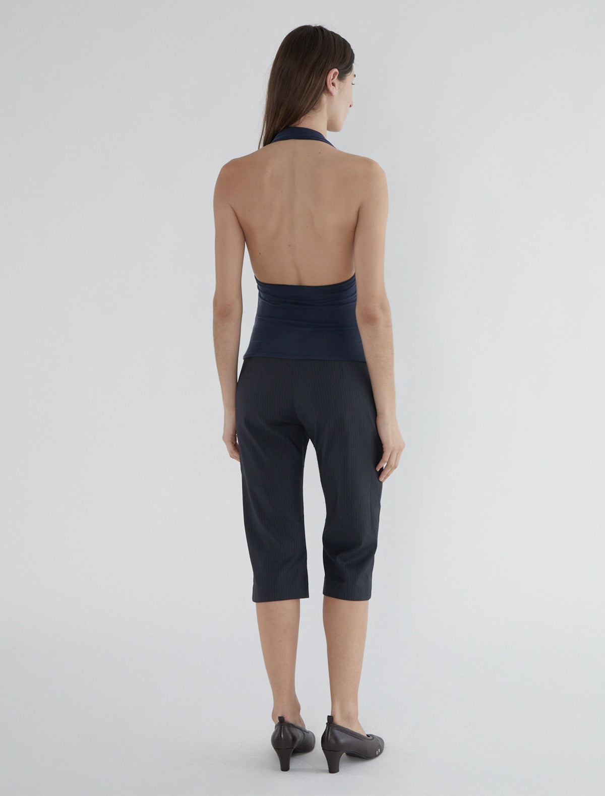 Mopit halter cupro top navy