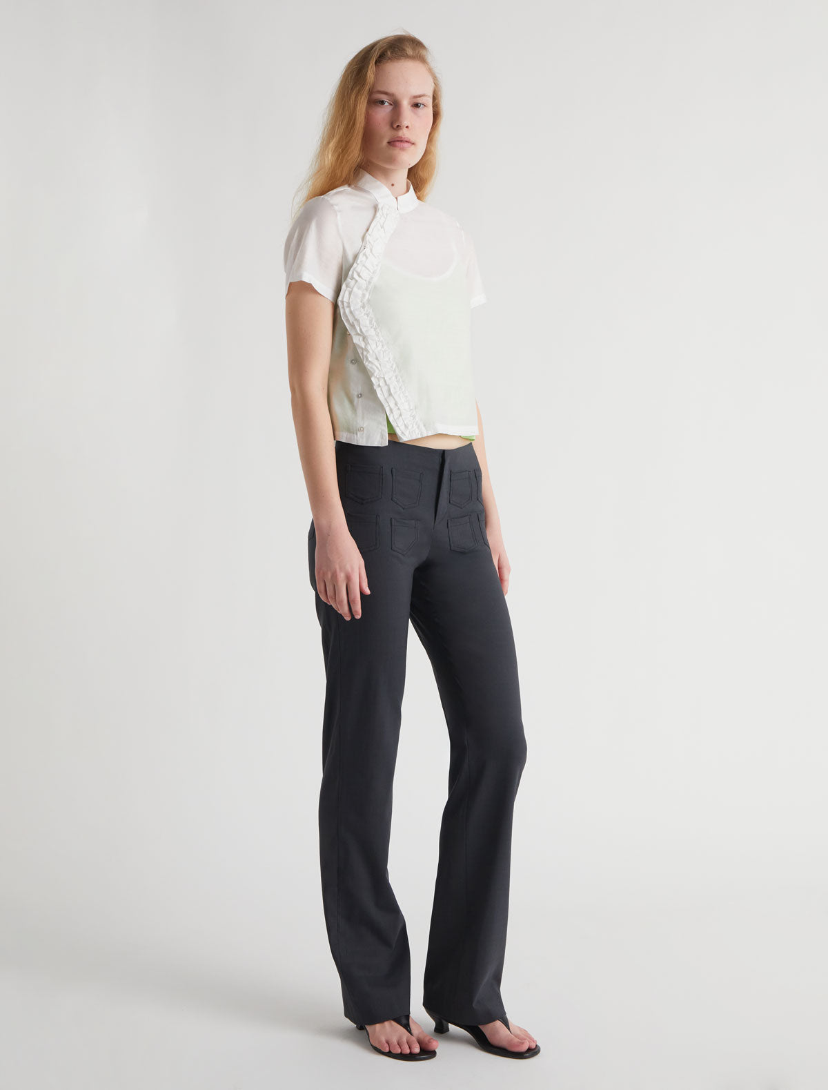 GASPAR-White short-sleeve top with a Mao-style collar – paloma wool