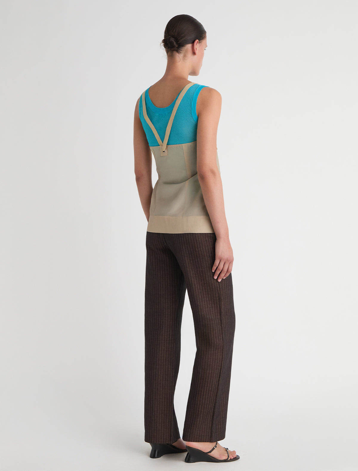Goded top silk nylon top leather tab details metal eyelets