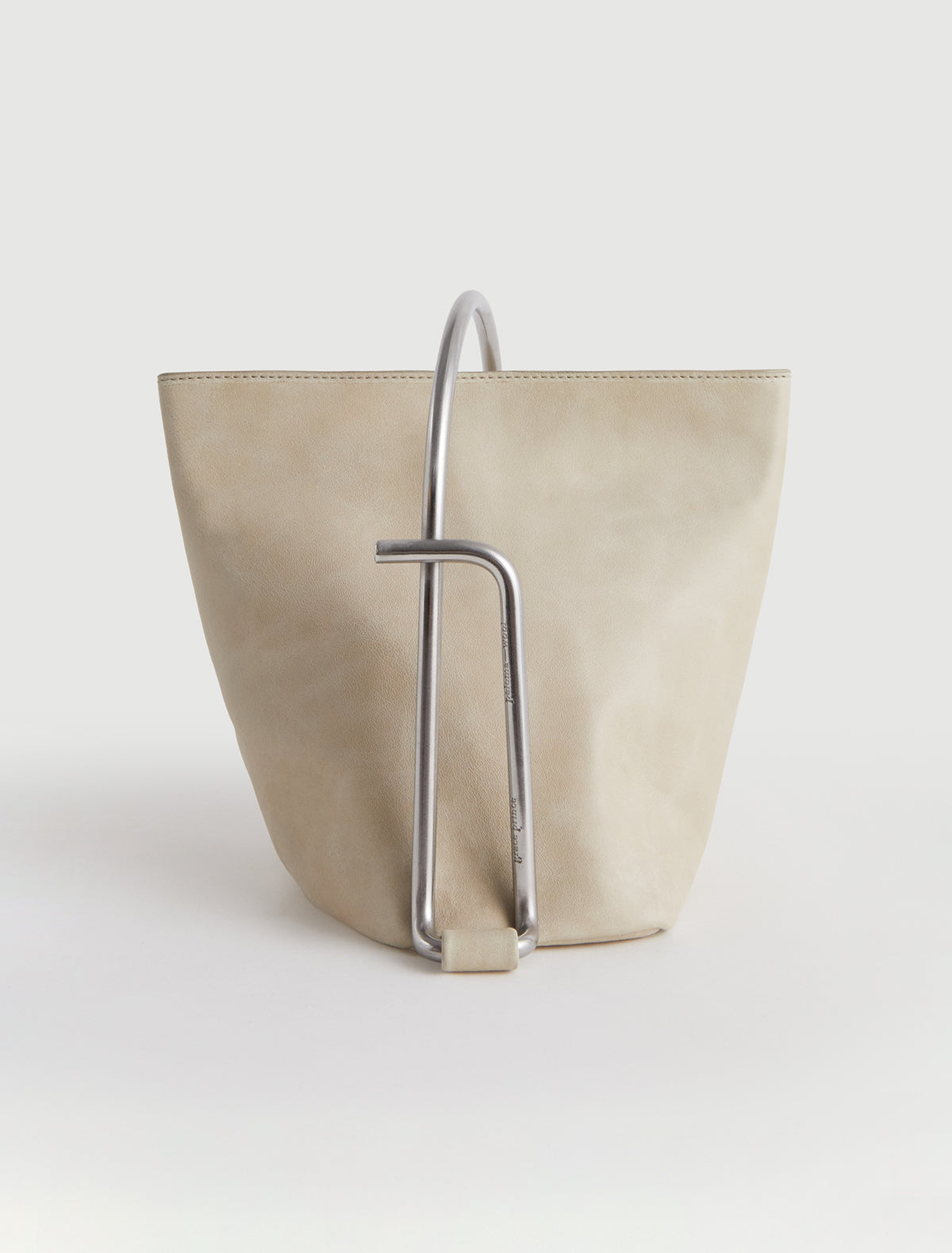 SEVEN-Leather handbag with a stainless steel handle by Grace