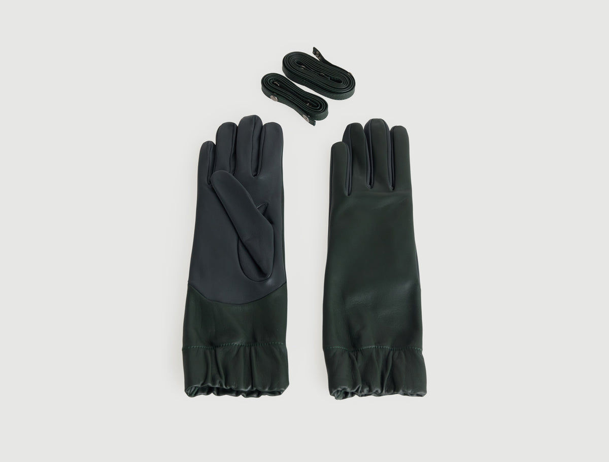 Maribel b men s two tone leather gloves wide elasticated opening green