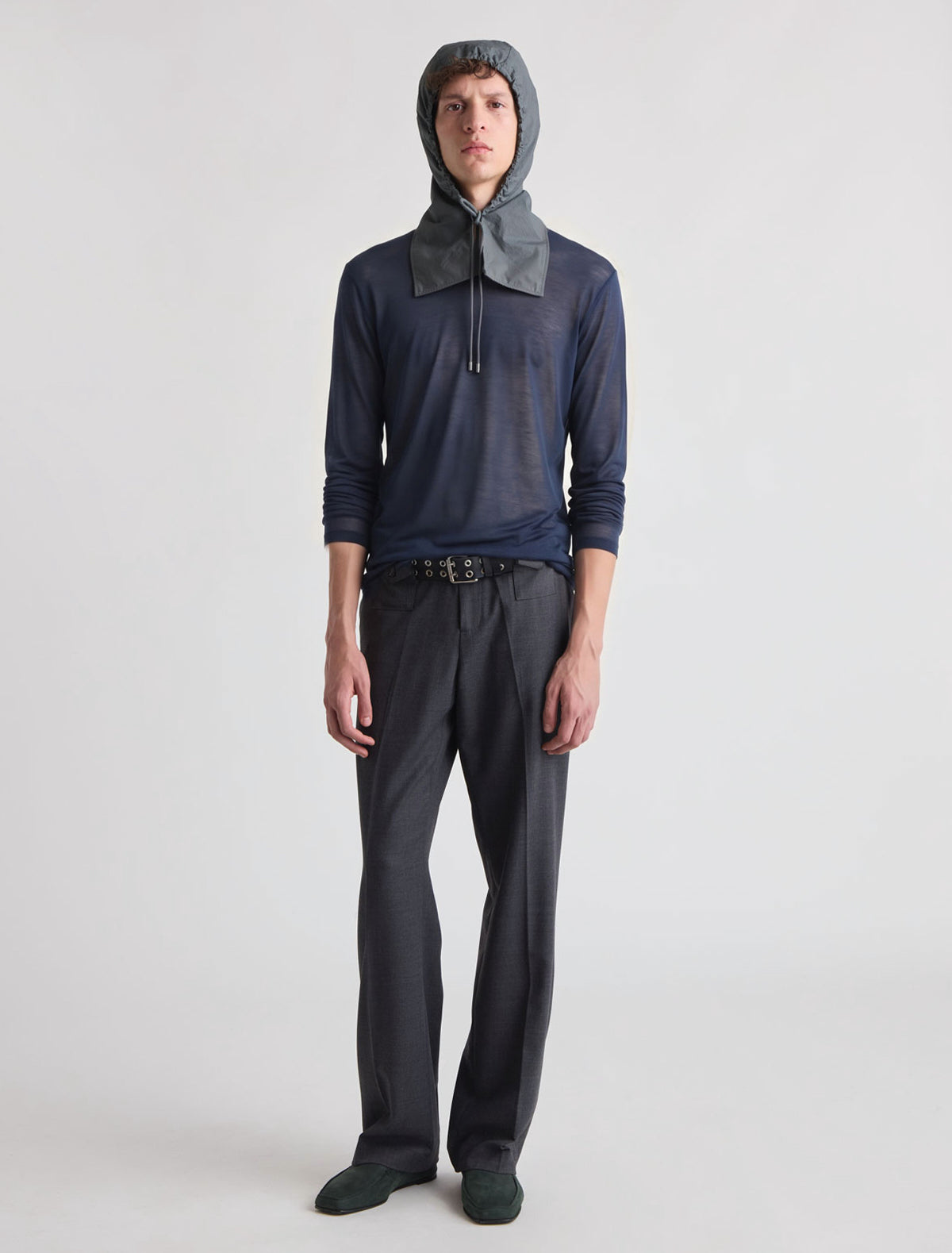Hira b mens delicate sheer top navy