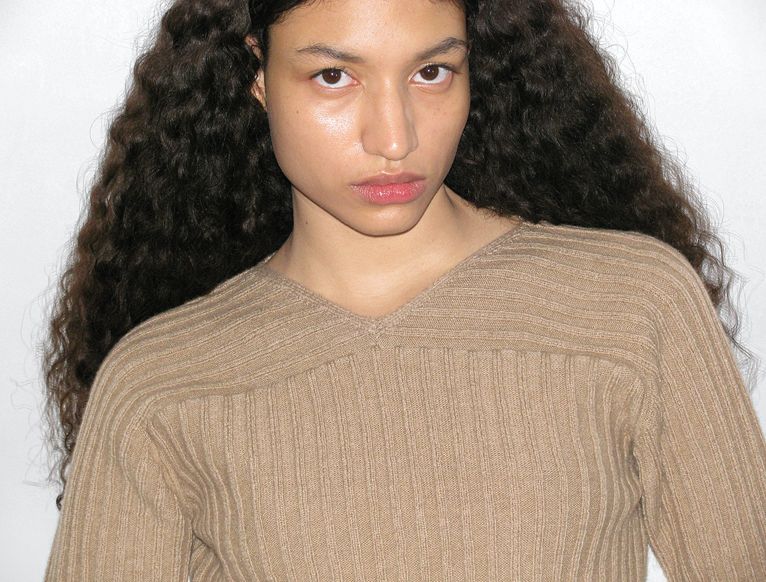 Georgette warm wool blend ribbed knit sweater