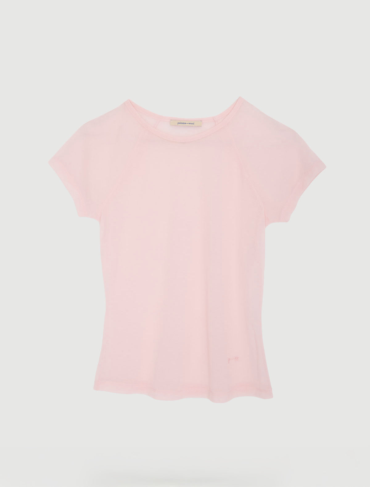 OMU-Soft pink delicate, slightly sheer top with PW embroidery