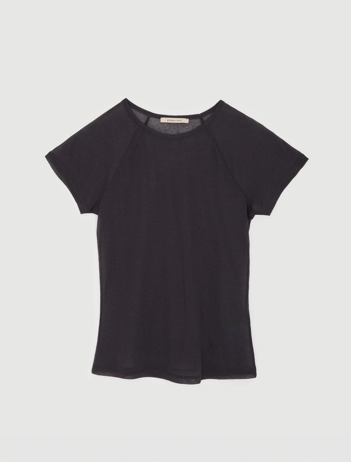 OMU-Dark grey delicate, slightly sheer top with PW embroidery