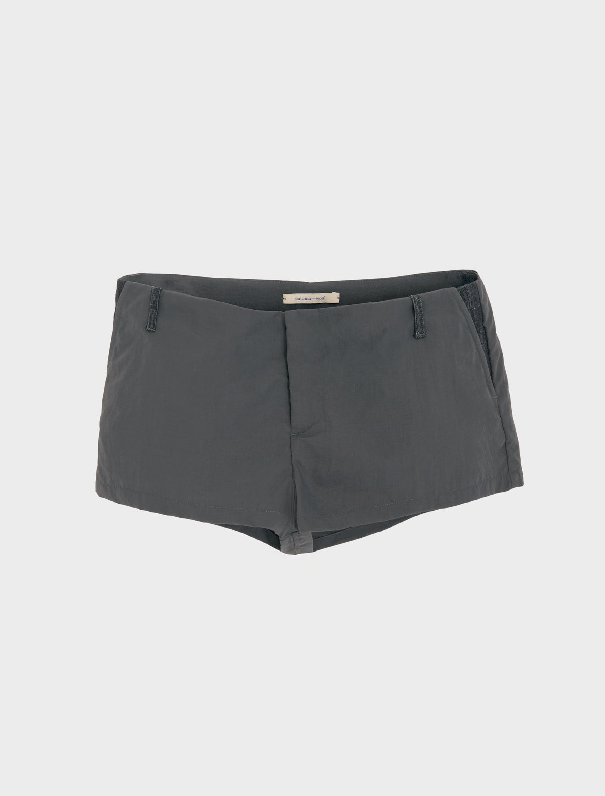 MASIP-Low-rise nylon shorts with side pockets and denim details